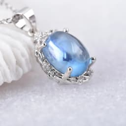 ITSMOS Natural Aquamarine Branch Pendant Necklace Aquamarine Gemstone Plant Necklace for Women Girl Handmade Jewelry