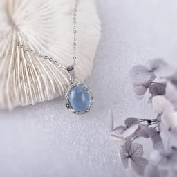 ITSMOS Natural Aquamarine Branch Pendant Necklace Aquamarine Gemstone Plant Necklace for Women Girl Handmade Jewelry