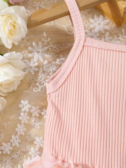 Summer Toddler Kids Girl's Clothes Baby's Butterfly Decor Mesh Splicing Cami Dress Elegant Sleeveless Princess Dress