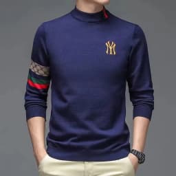 High end luxury designer brand embroidery sweater men's round neck knitted pullover autumn and winter fashion men's clothing