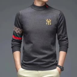 High end luxury designer brand embroidery sweater men's round neck knitted pullover autumn and winter fashion men's clothing