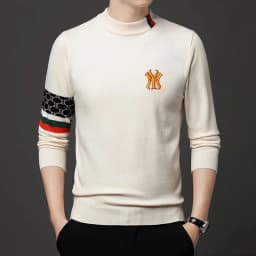 High end luxury designer brand embroidery sweater men's round neck knitted pullover autumn and winter fashion men's clothing