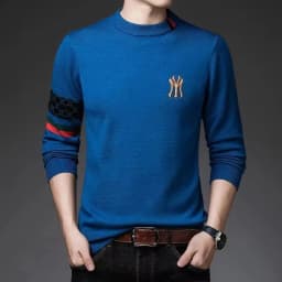 High end luxury designer brand embroidery sweater men's round neck knitted pullover autumn and winter fashion men's clothing