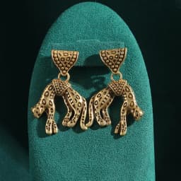 Antique Jewelry Pure Carved Leopard Gold Color Dangle Earrings for Woman Rhinestones Vintage Accessories Gold Color Korean New