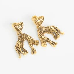Antique Jewelry Pure Carved Leopard Gold Color Dangle Earrings for Woman Rhinestones Vintage Accessories Gold Color Korean New