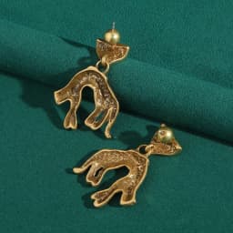 Antique Jewelry Pure Carved Leopard Gold Color Dangle Earrings for Woman Rhinestones Vintage Accessories Gold Color Korean New