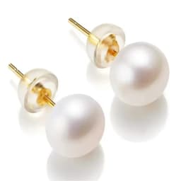 Senlissi- Genuine FreshWater Pearl Stud Earrings For Women 7-8-9 White Pink Pearls 925 Sterling Silver 18K Female Party Jewelry