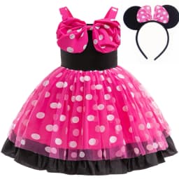 Children's Day Girls Cute Princess Dress WIith Bowknot Headband Kids Minni Polka Dot Gown For Birthday Party Carnival Costume