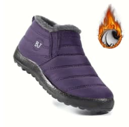 Women's comfortable and warm snow boots, purple warm plush, yellow anti slip, waterproof fishing boots, men's boots