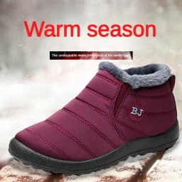 Women's comfortable and warm snow boots, purple warm plush, yellow anti slip, waterproof fishing boots, men's boots