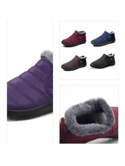 Women's comfortable and warm snow boots, purple warm plush, yellow anti slip, waterproof fishing boots, men's boots