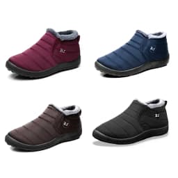 Women's comfortable and warm snow boots, purple warm plush, yellow anti slip, waterproof fishing boots, men's boots