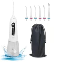 Oral Irrigator With Travel Bag Portable Water Flosser USB Rechargeable 6 Nozzles 300ml Water Tank Waterproof Dental Water Jet
