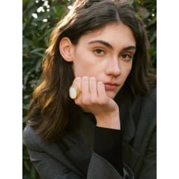 Yhpup Thicker Shell Stone Adjustable Open Ring 2025 Stainless Steel Cast Fashion Exclusive Finger Jewelry 18K PVD Plated