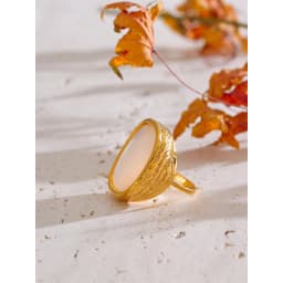 Yhpup Thicker Shell Stone Adjustable Open Ring 2025 Stainless Steel Cast Fashion Exclusive Finger Jewelry 18K PVD Plated