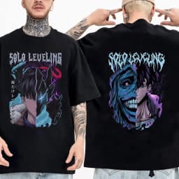 Hot Solo Leveling Statue of God Shirt Sung Jinwoo Shirt Anime Graphic Tees Anime High Quality Cotton T Shirt Tops Streetwear