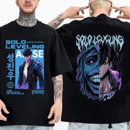 Hot Solo Leveling Statue of God Shirt Sung Jinwoo Shirt Anime Graphic Tees Anime High Quality Cotton T Shirt Tops Streetwear