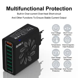 8 Ports USB Charger QC 5.0 Fast Charging EU US KR Plug 65W Fast Charger Power Adapter For iPhone 15 Xiaomi Samsung Wall Charger