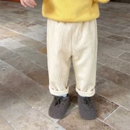 1pcs Boys Girls Winter Velvet Corduroy Kid Pants Little Bear Cartoon Mid Waist Warm Pantalone Baggy Thick Plush Children Trouser