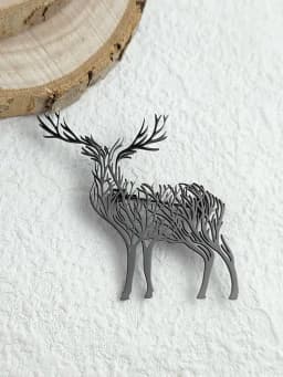 Charming punk style tree of life sika deer stainless steelGold-plated 18K brooch, black suit accessories, wedding matching set