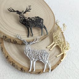 Charming punk style tree of life sika deer stainless steelGold-plated 18K brooch, black suit accessories, wedding matching set