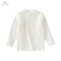 Dave Bella 2025 Spring Children Girls Baby Long Sleeved T-shirts Fashion Casual Children's Pure Cotton Base Layers Top DB1250442