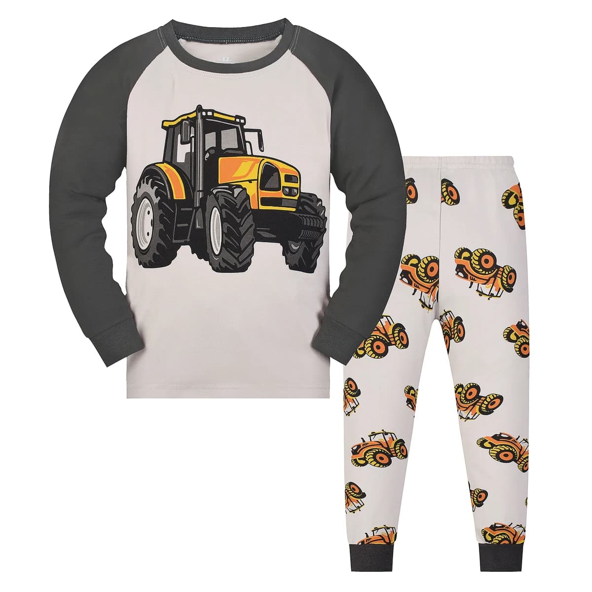 【Through 1615 Flame】Boys Truck Patterned Cotton Pajama Set, Casual Sporty Style, Suitable for Boys and Ages 2-9