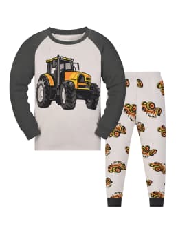 【Through 1615 Flame】Boys Truck Patterned Cotton Pajama Set, Casual Sporty Style, Suitable for Boys and Ages 2-9