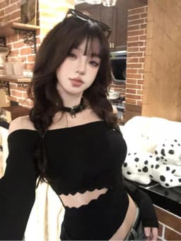 Tonngirls Backless Graphic T Shirts 2000s Japanese Y2k Long Sleeve Skinny Off Shoulder Crop Tops Gothic Print Gaphic Tops Tee