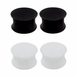 4X Silicone White Black Ear Plug Expander Cylinder Flesh Tunnel 6g (4mm) to 1" (25mm) Gauge Saddle Stretching Kit
