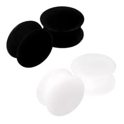 4X Silicone White Black Ear Plug Expander Cylinder Flesh Tunnel 6g (4mm) to 1" (25mm) Gauge Saddle Stretching Kit