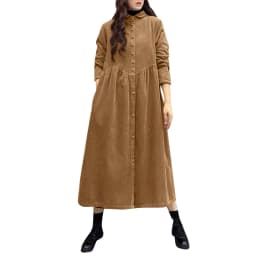 Women Autumn Corduroy Dress ZANZEA Casual Long Sleeve Buttons Up Sundress Solid Loose Holiday Vestido Kaftan Vintage Shirt Dress