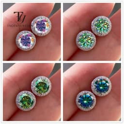 925 Sterling Silver D Color Moissanite Round Earrings Engagement Wedding Daily Work Party Travel Luxury Gift For Women Jewelry