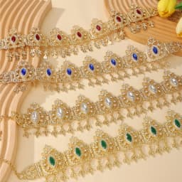 Moroccan Wedding Hair Chain Jewelry for Women's Headpiece Luxury Gold Color Crystal Bridal Hair Accessories Gift