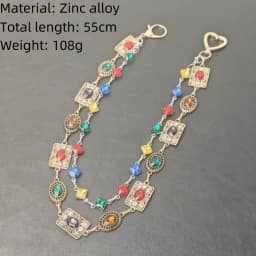 Retro Agate Colorful Pants Chain New Styles For Men And Women Light Luxury Goods Waist Accessory One's Waist Hip Hop Jewelry