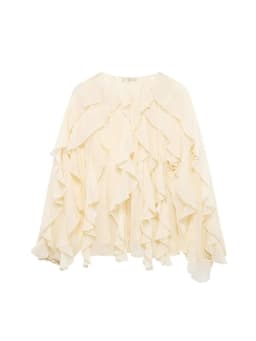 Women's Casual Ruffled Shirt Loose Lace Up Hollow Out V Neck Tops 2025 Spring Blouses Women Clothes