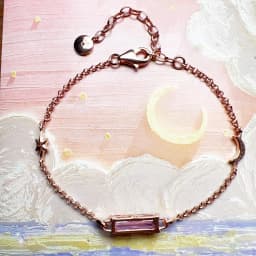 Rose Gold Plated Bracelet Pink Stone Star and Moon Summer 925 Sterling Silver Jewelry Romantic Gift For Women