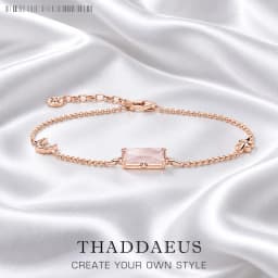 Rose Gold Plated Bracelet Pink Stone Star and Moon Summer 925 Sterling Silver Jewelry Romantic Gift For Women