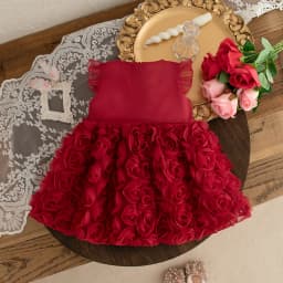 Elegant Baby Dress Rose Flower Mesh Princess Dress Big Bow Baby Tutu Dress Gown for Kids
