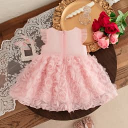 Elegant Baby Dress Rose Flower Mesh Princess Dress Big Bow Baby Tutu Dress Gown for Kids