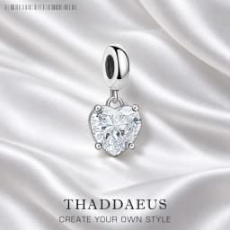 Hot Fashion Jewelry White Zircon Heart Pendant Dangle Charm Pure 925 Sterling Silver Romantic Gift For Women
