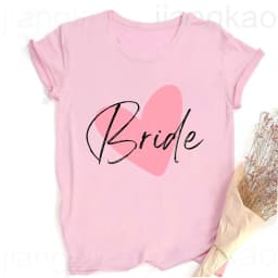 Heart Printed Team Bride Shirts Bride Bachelorette Party T-shirt Hen Party Bridal and Friends Family T-shirt Bridesmaid Outfit
