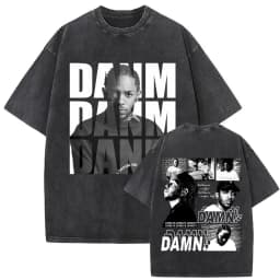 Limited Washed Vintage Rapper Kendrick Lamar DAMN Double Sided Print T-shirt Men Women Hip Hop Fashion Street Oversized T Shirts