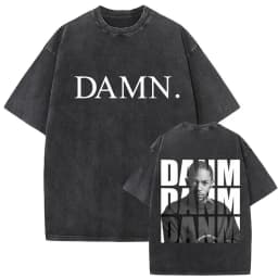 Limited Washed Vintage Rapper Kendrick Lamar DAMN Double Sided Print T-shirt Men Women Hip Hop Fashion Street Oversized T Shirts