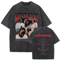 Limited Washed Vintage Rapper Kendrick Lamar DAMN Double Sided Print T-shirt Men Women Hip Hop Fashion Street Oversized T Shirts