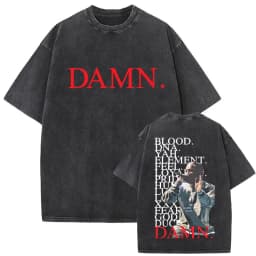Limited Washed Vintage Rapper Kendrick Lamar DAMN Double Sided Print T-shirt Men Women Hip Hop Fashion Street Oversized T Shirts