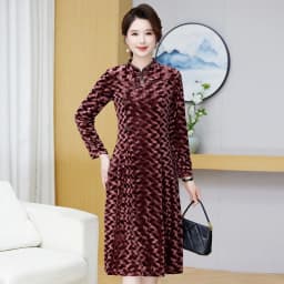 Gold Velvet Autumn Dress Long Sleeved Women's Clothing Soft Fabric 2024 New Fashion Plus Size Dress Outdoor Comfort