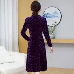 Gold Velvet Autumn Dress Long Sleeved Women's Clothing Soft Fabric 2024 New Fashion Plus Size Dress Outdoor Comfort
