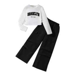 2024 New Spring Autumn Girls Matching Clothes 8-12 Years Solid Color Vacation Party Daily Casual Clothing Korean Style Outfits