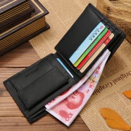 JINBAOLAI Retro Short Men Wallets Genuine Leather Credit Card Holder Waterproof Men Classic Coin Pocket Black Male Wallet